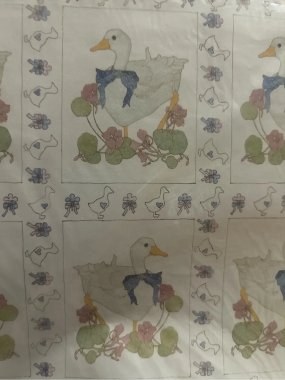 Vtg Creative Papers Goose Gift Wrap Sealed Cottage Farmhouse Country Decor 1986